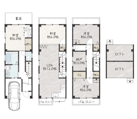 鉄骨造の３階建て★大阪市東住吉区田辺3丁目